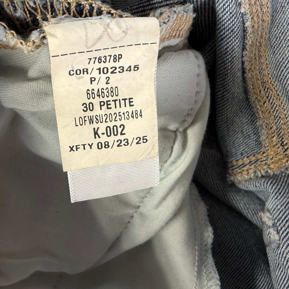 Loft Jeans Womens 10 Blue Cotton Denim Wide-Leg Faded Workwear Raw-Hem Stretch - Picture 8 of 13